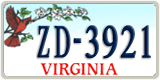 Virginia, Specialty plates (AB-1234)
