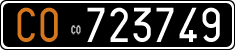 License plate of Italy, Cars (1927 year series)