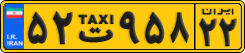 License plate of Iran, Taxi