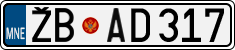 License plate of Montenegro, Cars