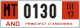 License plate of Andorra, Provisional (1234)