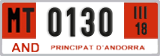 License plate of Andorra, Provisional (1234)