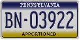 Pennsylvania, Specialty plates (AB-123XX)