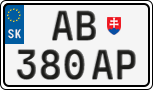 License plate of Slovakia, Cars