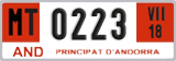 License plate of Andorra, Provisional (1234)