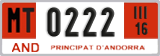 License plate of Andorra, Provisional (1234)