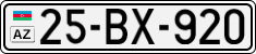 License plate of Azerbaijan, Cars