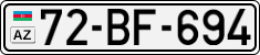 License plate of Azerbaijan, Cars