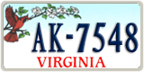 Virginia, Specialty plates (AB-1234)