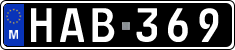 License plate of Malta, Oldtimers (ABC 123)