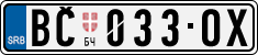 License plate of Serbia, Cars