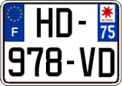 French license plate, SIV (ordinary)