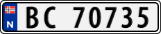 License plate of Norway, Cars