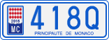 License plate of Monaco, Cars