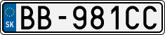 License plate of Slovakia, Cars