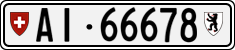 License plate of Switzerland, Cars