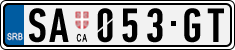 License plate of Serbia, Cars