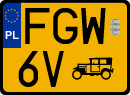 License plates of Poland, Oldtimers