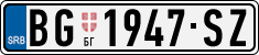 License plate of Serbia, Cars