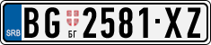 License plate of Serbia, Cars