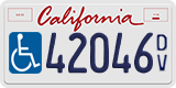 California, Disabled Veteran (D/V12345, 12345D/V, DV12345)