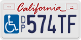 California, Vehicles for disabled persons (D/PXXXXX, XXXXXD/P, DP12345)