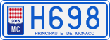License plate of Monaco, Cars