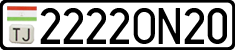 License plate of Tajikistan, Private owners (2009)