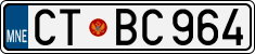 License plate of Montenegro, Cars