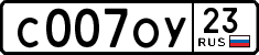 License plate Russia, Cars