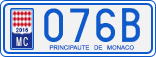 License plate of Monaco, Cars