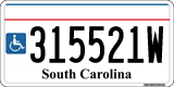 South Carolina, Vehicles for disabled persons (123456W)