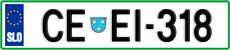 License plate of Slovenia, Cars