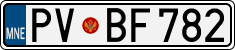 License plate of Montenegro, Cars
