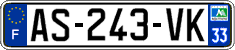 French license plate, SIV (ordinary)
