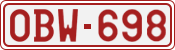 License plate of Belgium, 1951 year system