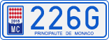 License plate of Monaco, Cars