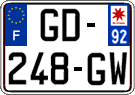 French license plate, SIV (ordinary)