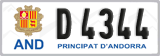 License plate of Andorra, Cars (A 1234)