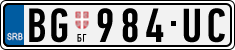 License plate of Serbia, Cars