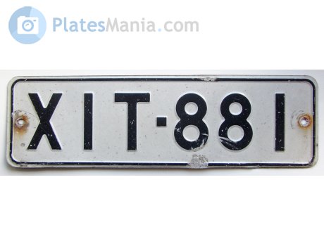 XIT-881, License plate without vehicle