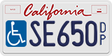 California, Vehicles for disabled persons (D/PXXXXX, XXXXXD/P, DP12345)