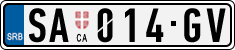 License plate of Serbia, Cars