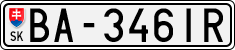 License plate of Slovakia, Cars