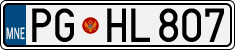 License plate of Montenegro, Cars