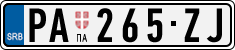 License plate of Serbia, Cars