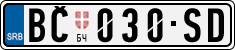 License plate of Serbia, Cars
