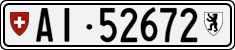 License plate of Switzerland, Cars