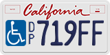 California, Vehicles for disabled persons (D/PXXXXX, XXXXXD/P, DP12345)