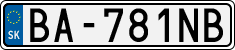 License plate of Slovakia, Cars